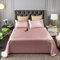 3Pcs Ice Silk Embroidered Bed Sheet Washable Solid Color Seamless Silk Sheet - Pink