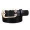 Women Leather Belt Diamond Decorative Thin Skinny Waistband - Black