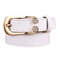 Women Leather Belt Diamond Decorative Thin Skinny Waistband - White