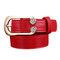 Women Leather Belt Diamond Decorative Thin Skinny Waistband - Red