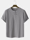 Mens Cotton Linen Chinese Frog Button Solid Loose Half Sleeve T-Shirts - Gray