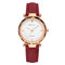 Trendy Womens Quartz Watches Leather Strap Lady Fashion Rose Gold Dial Watches for Women - Red