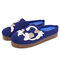 SOCOFY Vine Decor Solid Color Comfy Household Cloth Slip On Indoor Flat Home Shoes Slippers - Dark Blue