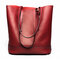 Women Genuine Leather Handbag High End Tote Bag Bucket Bag - Wine Red