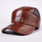 Men Cowhide Vintage Patchwork Baseball Cap Fashion Outdoor Windproof Warm Hats Adjustable Sports Cap - Wine Red