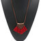 Vintage Pendant Necklace Wax Rope Colorful Fabric Tassels Fan Charm Necklace Ethnic Jewelry for Girl - Red