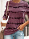 Tie Dye Long Sleeve O-neck T-shirt For Women - Pink