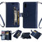 Women Solid Drop Protection Phone Case 9 Card Slot Multu-function Wallet  Coin Clutch Bag - Blue