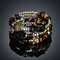 Bohemian Crushed Stone Bracelet Multi Layer Beaded Bracelet Mix Color Crystal Women Bracelet - Black