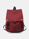 Men Oxford Casual Large Capacity Waterproof Solid Color Backpack - Red