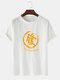 Mens Slogan Chinese Character Print Loose Cotton Linen Short Sleeve T-Shirts - White