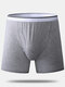 Men Plus Size Boxer Briefs Modal Soft Stretch Side Fly Pouch Plain Underwear - Gray