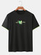 Mens Avocado Printed Cotton O-Neck Casual Short Sleeve T-shirts - Black