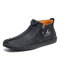 Salkin Men Side Zipper Hand Stithcing Soft Comfy Slip On Ankle Boots - Black