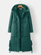 Vintage Printed Long Sleeve Hooded Knotted Coat For Women - Green