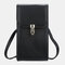 Women 4 Card Slots 6.5 Inch Phone Holder Solid Casual Phone Bag Wallet - Black