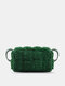 Women Dacron Fashion Plush Weave Solid Color Crossbody Bag Brief Handbag - Green