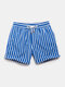 Men Stripe Swim Trunks Drawstring Quick Drying Mini Shorts Running Lounge Shorts with Lining - Blue