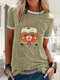 T-shirt décontracté à col rond imprimé patchwork de bus de dessin animé - Jaune