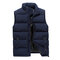 Stand Colllar Solid Color Down Padded Quilted Coat Vest for Men   - Deep Blue