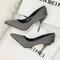 Women Solid Color Pointed Toe Fashion Metal Decor Fine Heels - Grey