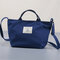 Canvas Solid Casual Women Shopping Bag Handbag - Blue