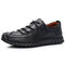 Men Hand Stitching Leather Anti-collision Soft Sole Casual Shoes - Black