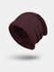 Men Wool Plus Thick Winter Keep Warm Windproof Knitted Hat - Wine Red
