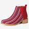 Printing Cloth Splicing Block Casual Chelsea Boots For Women - Red