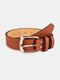 Women Leather Solid Color Snake Lychee Pattern Square Pin Buckle Fashion Belt - Brown