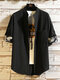 قمصان قطنية بأكمام قصيرة مطبوعة بالزهور للرجال مع علامات تبويب للأكمام - أسود