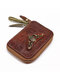 الرجال جلد طبيعي خمر ضوء وزن حقيبة مفاتيح دائم الداخلية مفتاح سلسلة حامل بطاقة المحفظة - قهوة