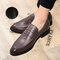 Men Comfy Round Toe Business Casual Formal Dress Shoes - Brown(Plush)