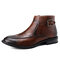 Men Stylish Crocodile Pattern Zipped Inside Ankle Dress Boots - Brown