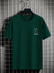 Einfarbiges T-Shirt für Herren mit Smile-Print und Rundhalsausschnitt und kurzen Ärmeln - Grün