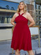 Plus Size Sleeveless Sexy Midi Dress - Wine Red