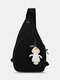 Men Nylon Earphone Hole Waterproof Large Capacity Chest Bags Shoulder Bag Crossbody Bag - Black