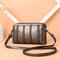 Women Vintage Soft PU Leather Crossbody Bag Solid Double Layer Shoulder Bag - Bronze 1