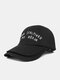 Unisex Cotton Letters Embroidery Double-layer Brim Curved Eaves Soft Top Vintage Sunshade Baseball Cap - Black