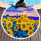 Sunflower Round Beach Towel Blanket Hawaii Hawaiian Tropical Large Microfiber Terry Beach Roundie Palm Circle Picnic Carpet Yoga Mat with Fringe - #3