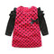 Dots Print Girls Long Sleeve Patchwork Dress For 2Y-11Y - Rose
