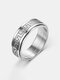 1 Pcs Fashion Retro Style Turnable Geometric Pattern Rotatable Stainless Steel Men's Ring - #3
