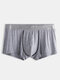 Men Mesh Pouch Liner Boxer Briefs Nylon Ice Silk Cool Full Rise Pure Color Underwear - Light Grey