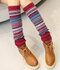 Women's Compression Socks Vintage Color Striped Fashion Socks  - Wine Red