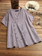 Flower Print Oblique Buckle V-neck Plus Size Shirt - Purple