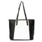 Elegant Women Contrast Color Leather Handbag - Black