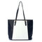 Elegant Women Contrast Color Leather Handbag - Dark Blue