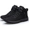 Men Outdoor Slip Resistant Waterproof Lace Up Hiking Boots - Black