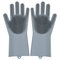 Silicone Dishwashing Gloves Kitchen Bathroom with Cleaning Brush Housekeeping Scrubbing Gloves - Gray