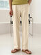 Mens Solid Color Pintuck Casual Loose Straight Pants - Beige